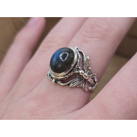 Echt zilveren ring met vlinder band en Labradoriet